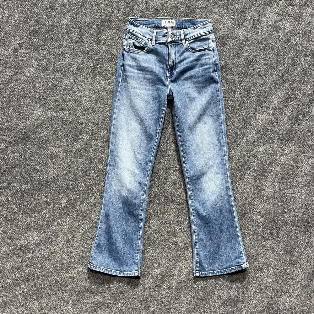 Le Jean Jeans Womens 24 Blue Medium Wash High Rise Bella Crop Flare Stretch